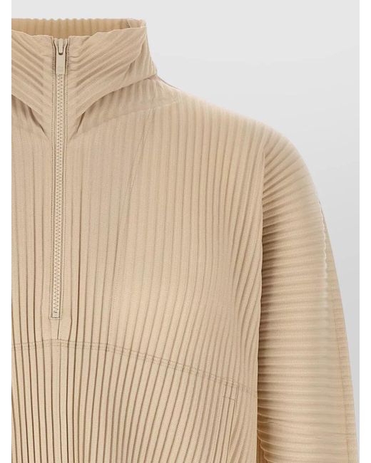 Homme Plissé Issey Miyake Natural March Edition Ribbed High Collar Jacket for men