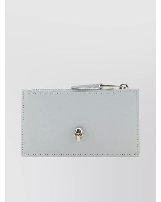 McQueen Gray Calf Leather Card Holder