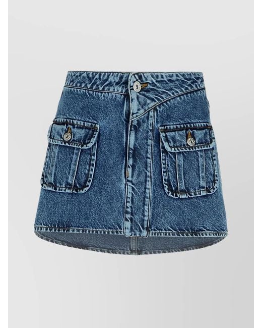 J.W. Anderson Blue Denim Patch Pocket Curved Mini Skirt