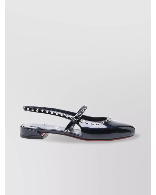 Christian Louboutin Metallic Ballet Flats With Glossy Finish And Studs