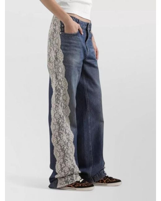 Dolce & Gabbana Blue Lace Jeans Five Pocket Straight Leg Trousers