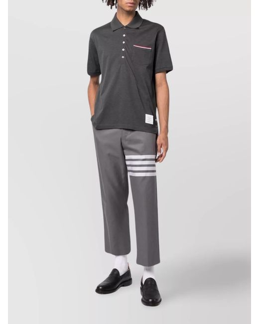 Thom Browne Black Cotton Short-Sleeve Polo Shirt for men