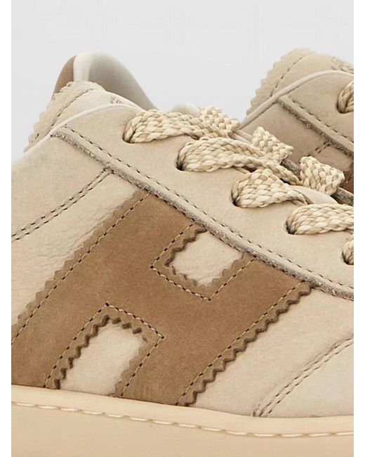 Hogan Natural Retro Lace Up Sneakers Nubuck Cupsole