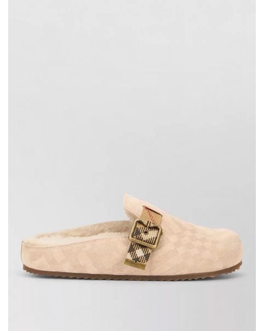 Burberry Natural Shearling Suede Urchin Slippers Slip On