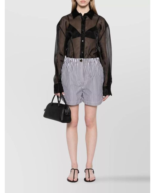Sportmax White Striped Cotton Knee-Length Shorts