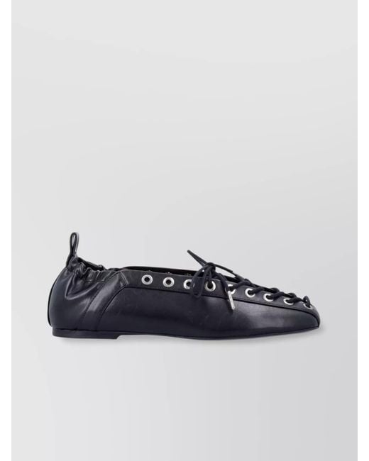 Ganni Blue Lace-Up Ballerina Flats