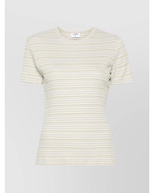 Filippa K White Striped Fine-Ribbed Organic Cotton T-Shirt