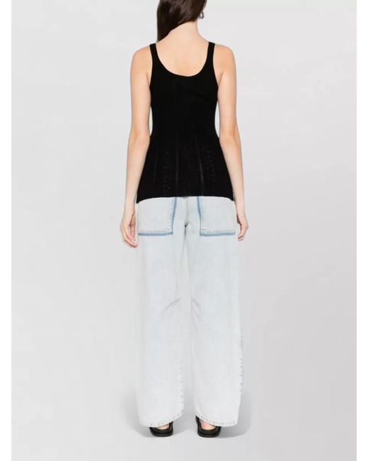 Herskind Black Hedra Merino Wool Ribbed Scoop Tank