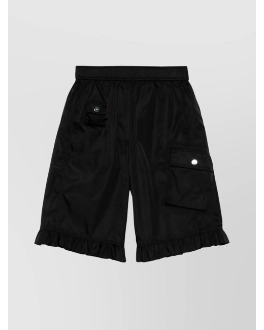 Ganni Black Nylon Cargo Knee-Length Shorts