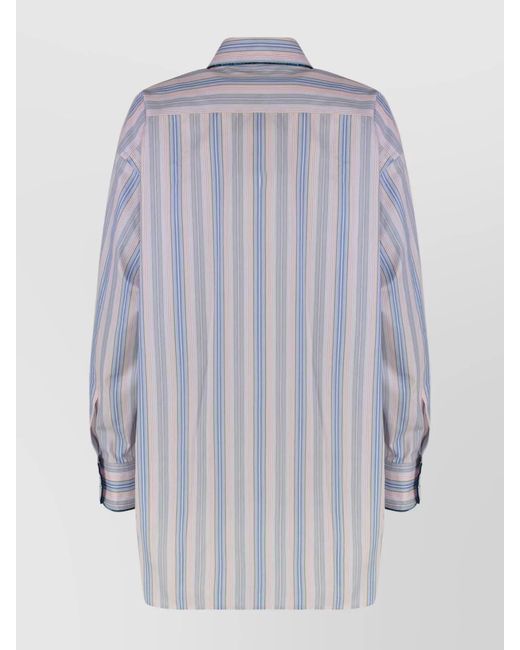 Etro Gray Striped Cotton Shirt