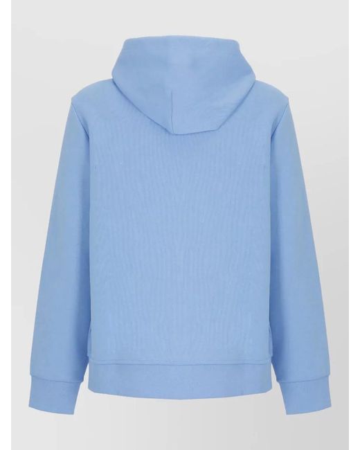 Ralph Lauren Blue Hooded Cotton Sweatshirt Ribbed Trims Pockets for men