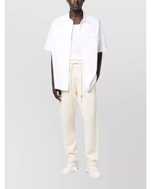 Off-White c/o Virgil Abloh White Cotton Knitted Logo-Print Straight-Leg Track Pants for men
