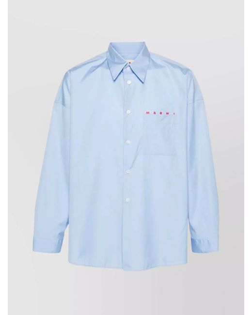 Marni Blue Long Sleeve Shirt Drop-Shoulder Design for men