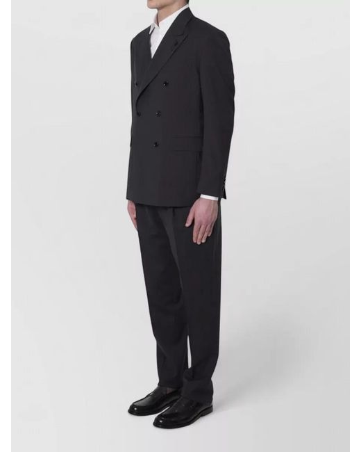 Lardini Black Double Breasted Suit Peak Lapels Tailoring for men