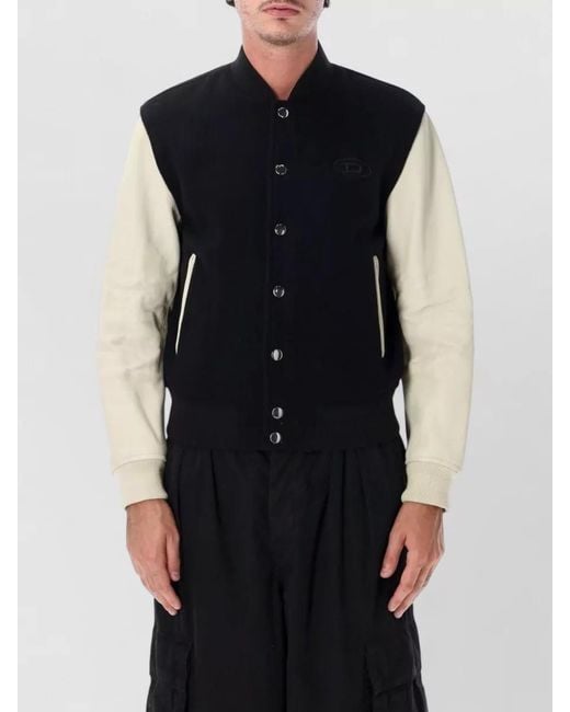 DIESEL Black College Bomber Jacket Casual Style for men