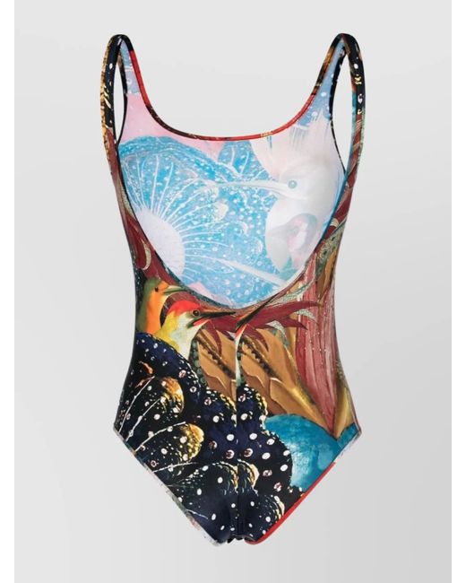 McQueen Red Graphic-Print Sleeveless Swimsuit