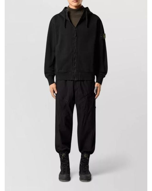 Stone Island Black Hooded Jacket Double Layer Hood for men