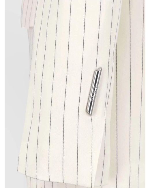 Dondup Natural Pinstripe Tailored Blazer Notch Lapel Pockets