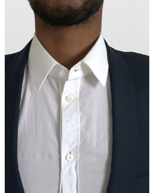 Dolce & Gabbana Black Single-Breasted Wool-Silk Blazer for men