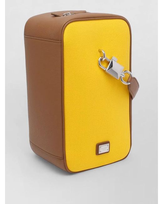 Dolce & Gabbana Yellow Leather And Canvas Shoulder Bag for men