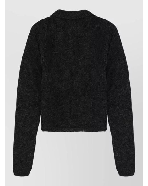Our Legacy Black Solid Shirt Collar Polo