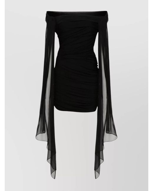 Givenchy Black Draped Off-Shoulder Mini Dress