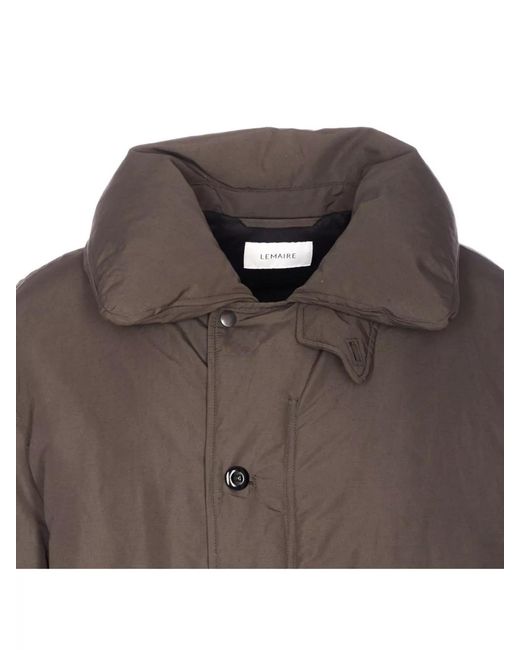 Lemaire Brown Puffer Blouson With High Collar And Pockets for men