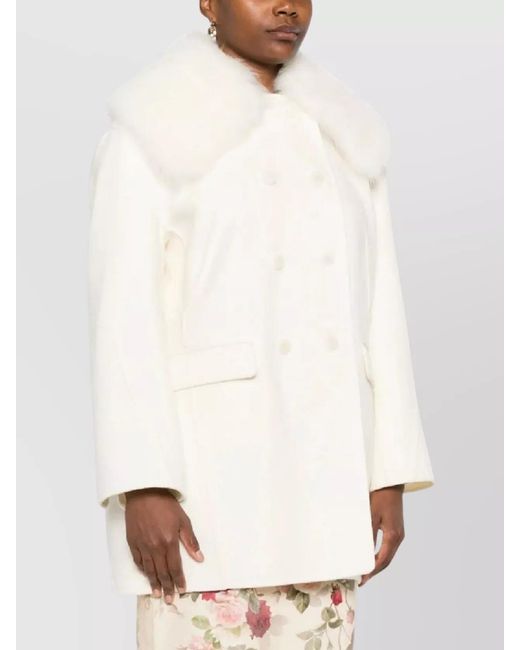 Ermanno Scervino Natural Virgin Wool Double Breasted Coat