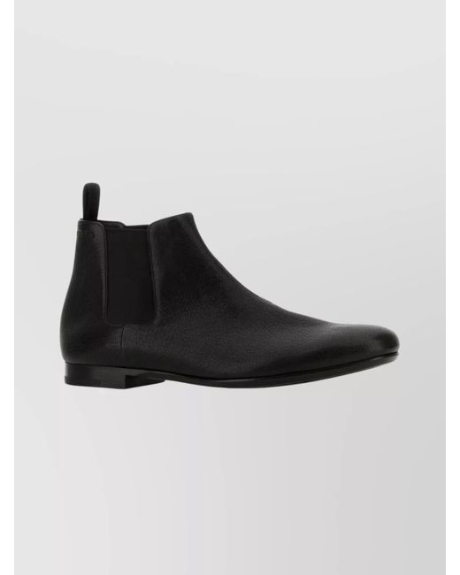 Prada Black Leather Ankle Boots for men