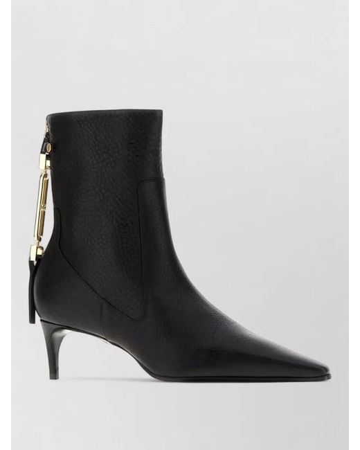 DSquared² Black Leather Lace Up Ankle Boots Hardware
