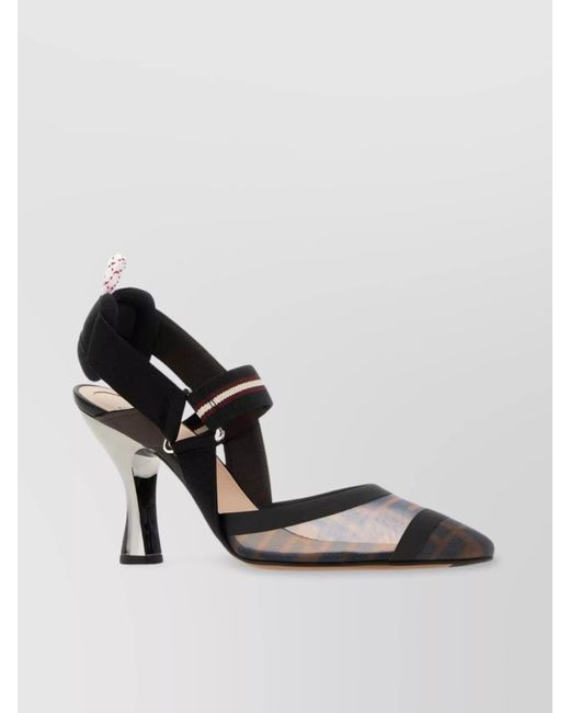 Fendi Metallic Mesh Colibrì Pumps With Unique Heel Design