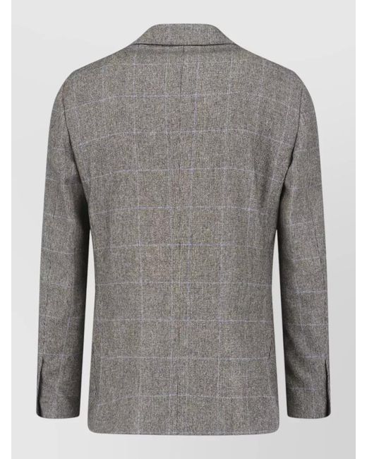 Lardini Gray Checked Blazer Tailored Fit Notched Lapels for men