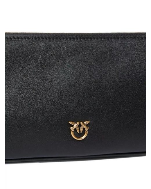 Pinko Gray Mini Leather Shoulder Bag
