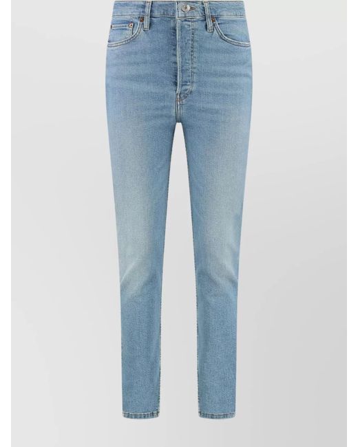 Re/done Blue High-Rise Skinny-Leg Cropped Jeans