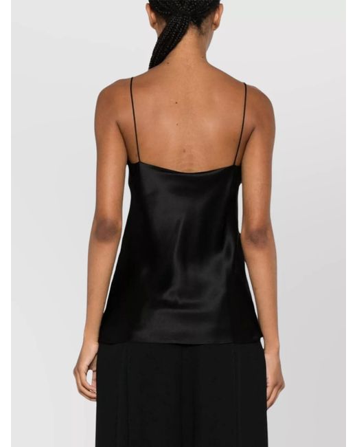 Max Mara Black Silk V-Neck Spaghetti-Strap Tank Top