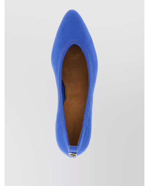 Versace Blue Tina Pumps Kitten Heel Pointed Toe