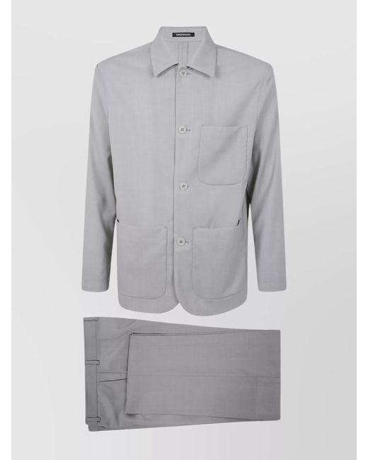 Emporio Armani Gray Virgin Wool Suit Jacket for men