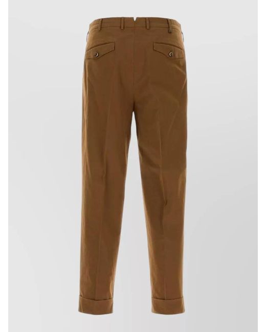 PT Torino Brown Stretch Cotton Tailored Trousers Belt Loops for men