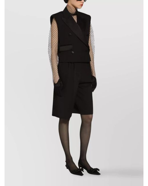 Dolce & Gabbana Black Silk Wool Blend Regular-Fit Double-Breasted Sleeveless Jacket