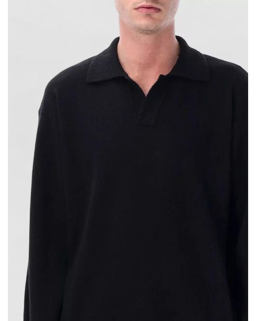 Roberto Collina Blue Textured-Knit Long-Sleeve Polo Sweater for men