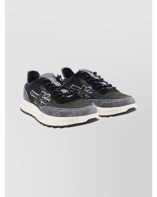 Premiata Multicolor Low Top Sneakers With Round Toe And Texture for men