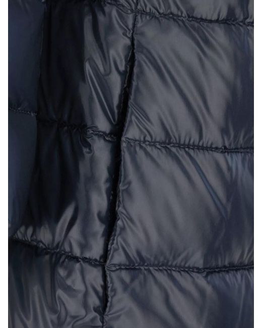 Herno Blue Puffer Coat With 3/4 Sleeves And High Collar