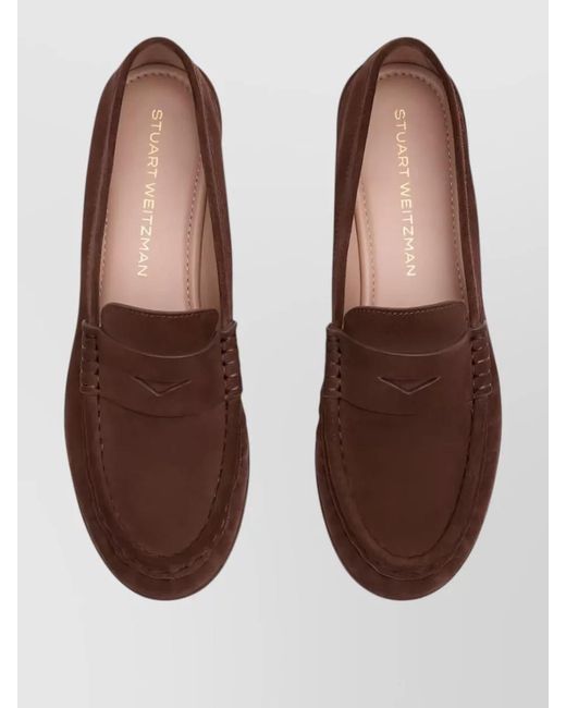 Stuart Weitzman Brown Silk Loafers