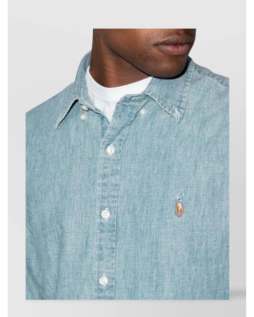 Ralph Lauren Blue Cotton Denim Long-Sleeve Shirt for men