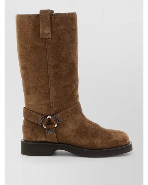 Brunello Cucinelli Brown Suede Calf Boots