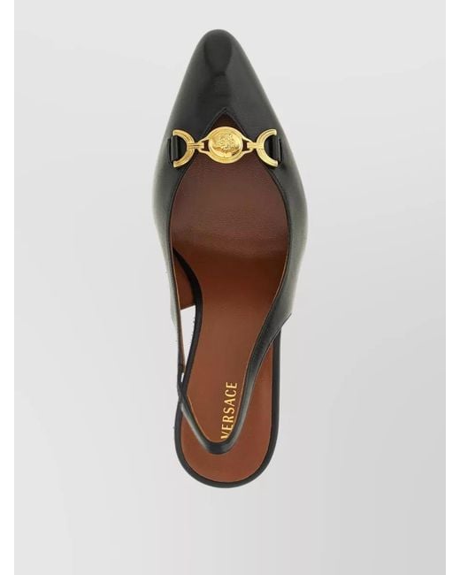 Versace Black Leather Slingback Mules