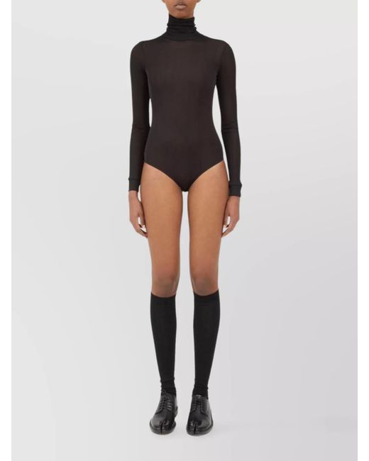Maison Margiela Black High-Neck Long-Sleeve Bodysuit