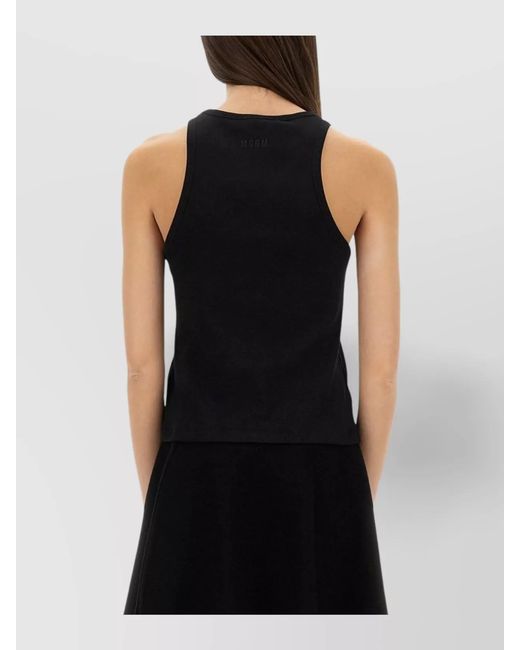 MSGM Black Sleeveless Cotton Tank Top