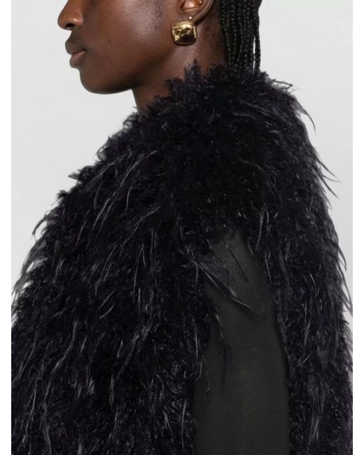 Forte_forte Black Feather-Effect Sleeveless Jacket