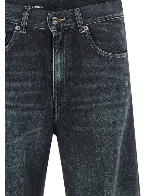 DIESEL Blue Denim Wide-Leg Trousers